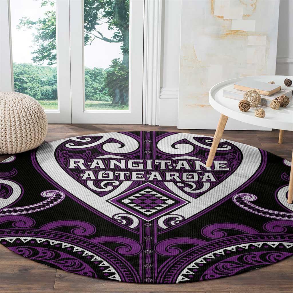 Aotearoa Rangitane Round Carpet Maori Tribal Pattern