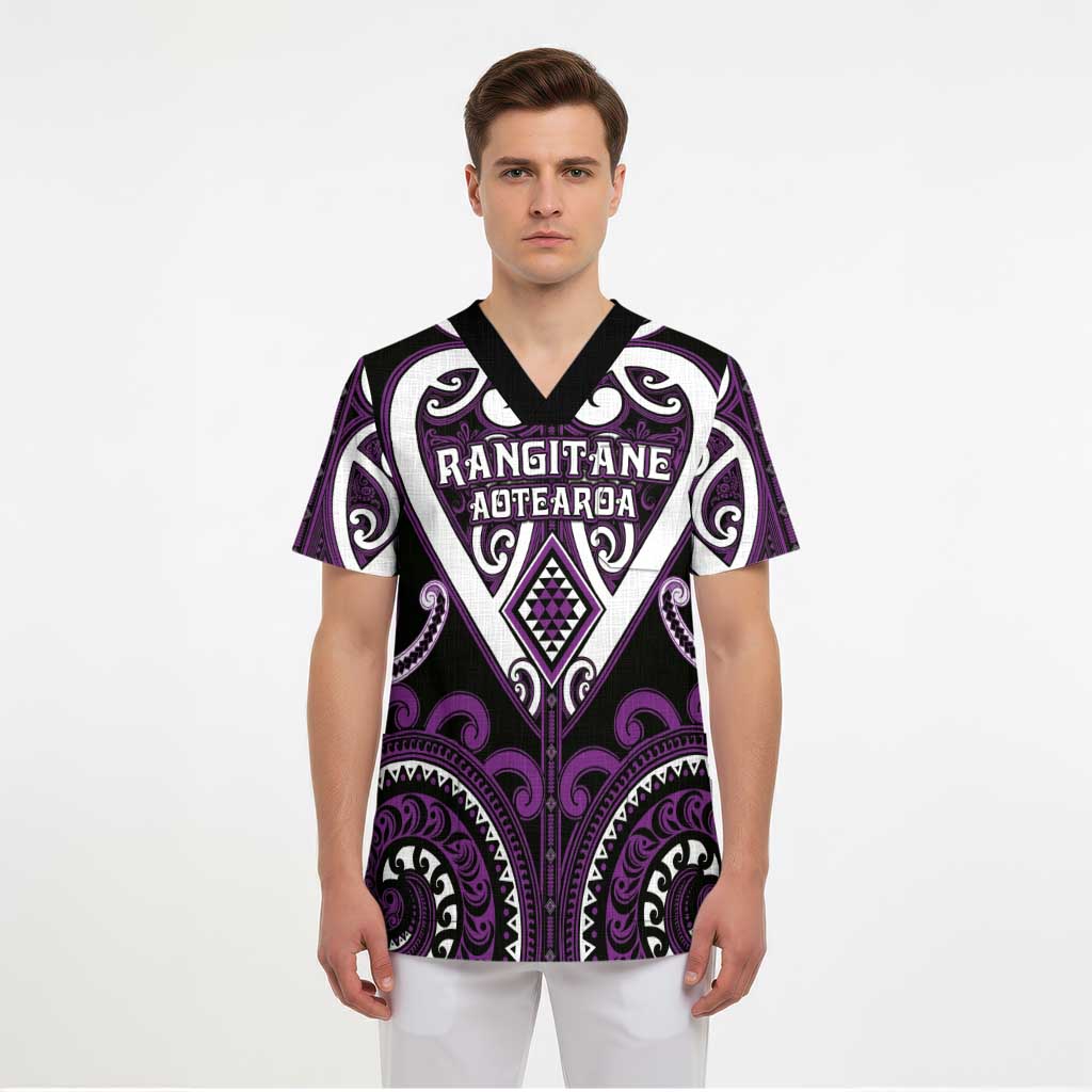 Custom Aotearoa Rangitane Scrub Top Maori Tribal Pattern - Polynesian Pride