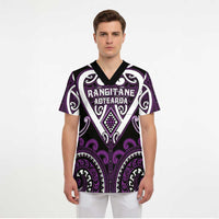 Custom Aotearoa Rangitane Scrub Top Maori Tribal Pattern - Polynesian Pride