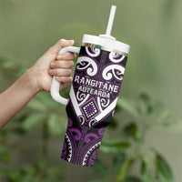 Custom Aotearoa Rangitane Tumbler With Handle Maori Tribal Pattern