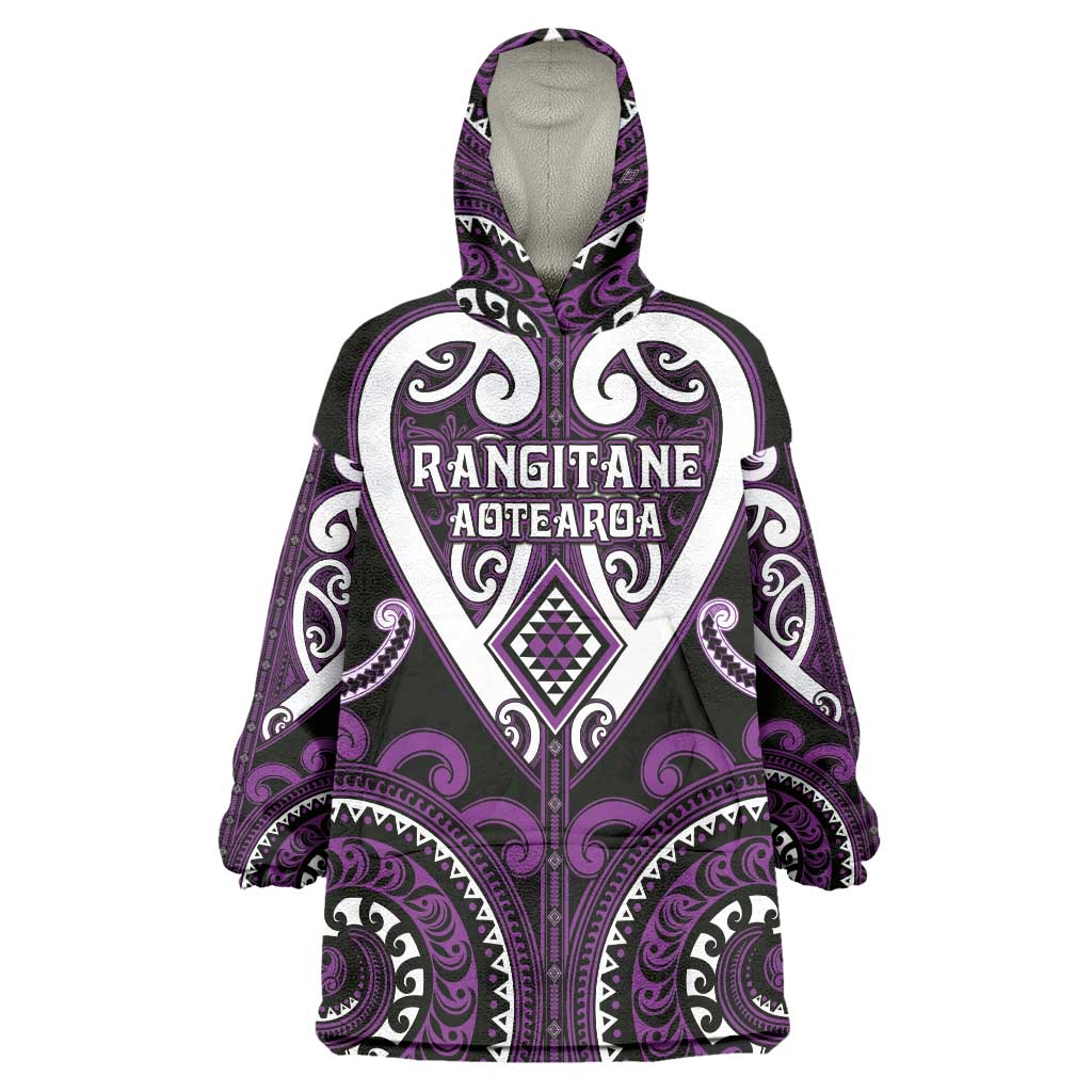 Custom Aotearoa Rangitane Wearable Blanket Hoodie Maori Tribal Pattern