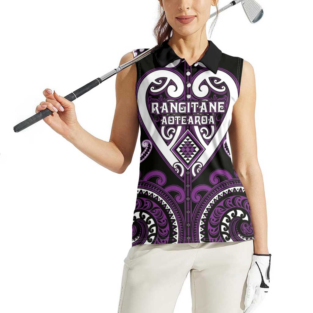 Custom Aotearoa Rangitane Women Sleeveless Polo Shirt Maori Tribal Pattern