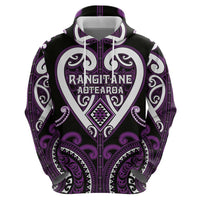 Custom Aotearoa Rangitane Zip Hoodie Maori Tribal Pattern