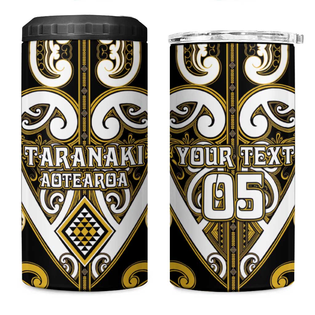 Custom Aotearoa Taranaki 4 in 1 Can Cooler Tumbler Maori Tribal Pattern