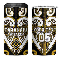 Custom Aotearoa Taranaki 4 in 1 Can Cooler Tumbler Maori Tribal Pattern