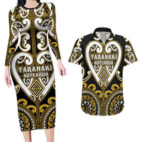 Custom Aotearoa Taranaki Couples Matching Long Sleeve Bodycon Dress and Hawaiian Shirt Maori Tribal Pattern