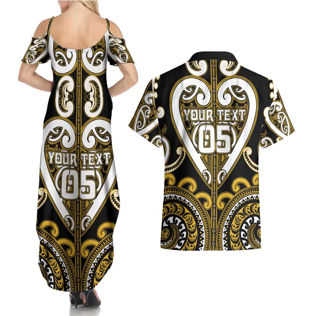 Custom Aotearoa Taranaki Couples Matching Summer Maxi Dress and Hawaiian Shirt Maori Tribal Pattern