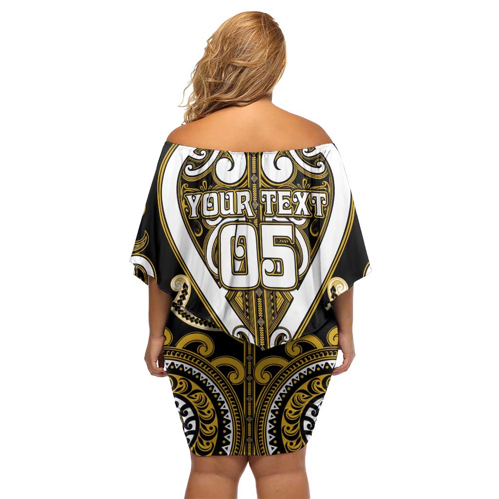 Custom Aotearoa Taranaki Family Matching Off Shoulder Short Dress and Hawaiian Shirt Maori Tribal Pattern