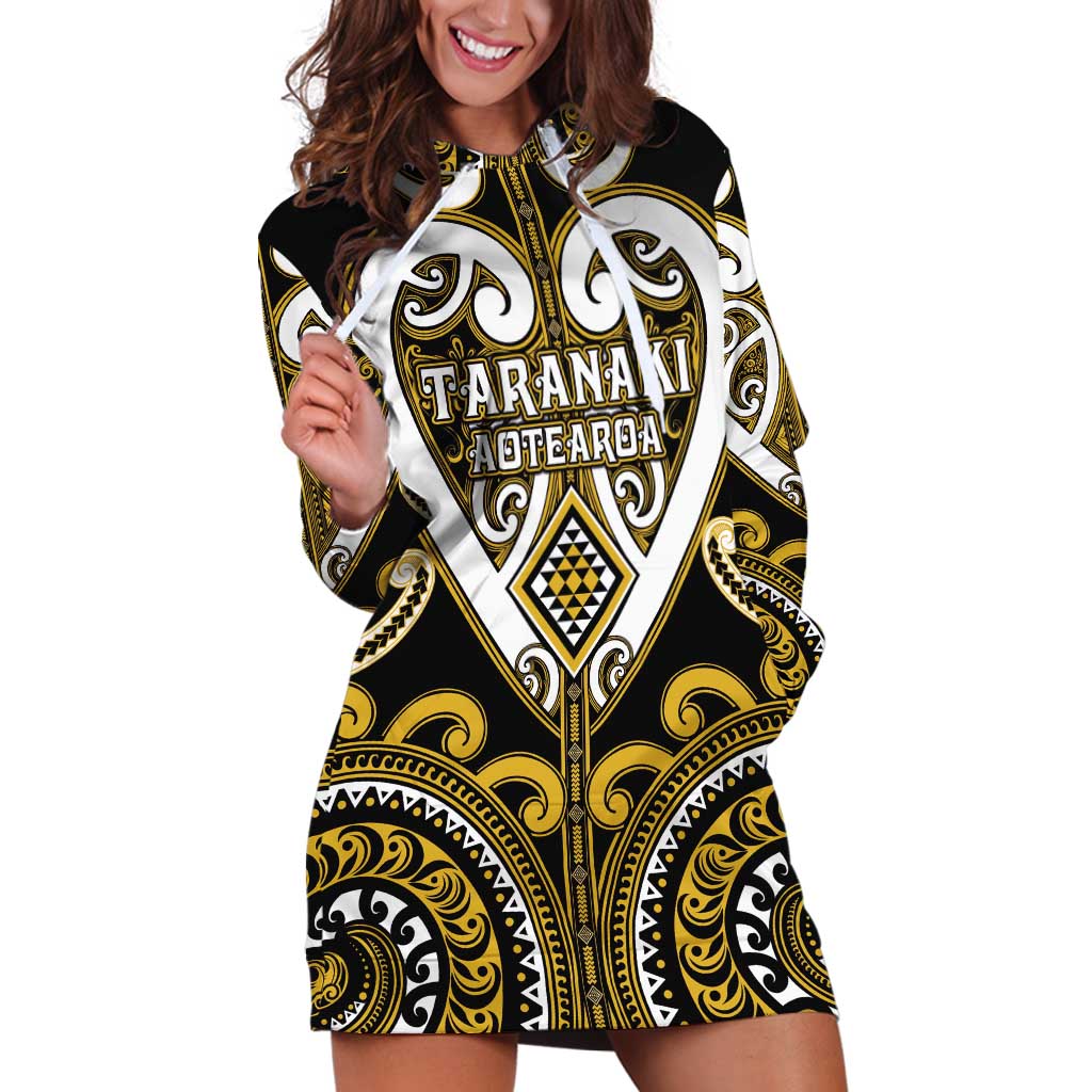 Custom Aotearoa Taranaki Hoodie Dress Maori Tribal Pattern
