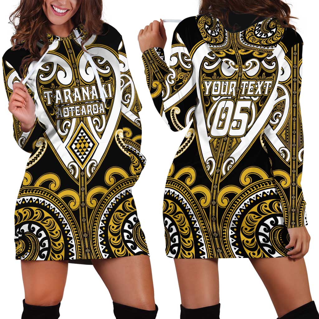 Custom Aotearoa Taranaki Hoodie Dress Maori Tribal Pattern