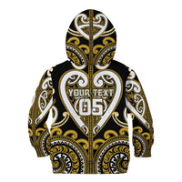 Custom Aotearoa Taranaki Kid Hoodie Maori Tribal Pattern