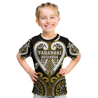 Custom Aotearoa Taranaki Kid T Shirt Maori Tribal Pattern LT05 Yellow - Polynesian Pride