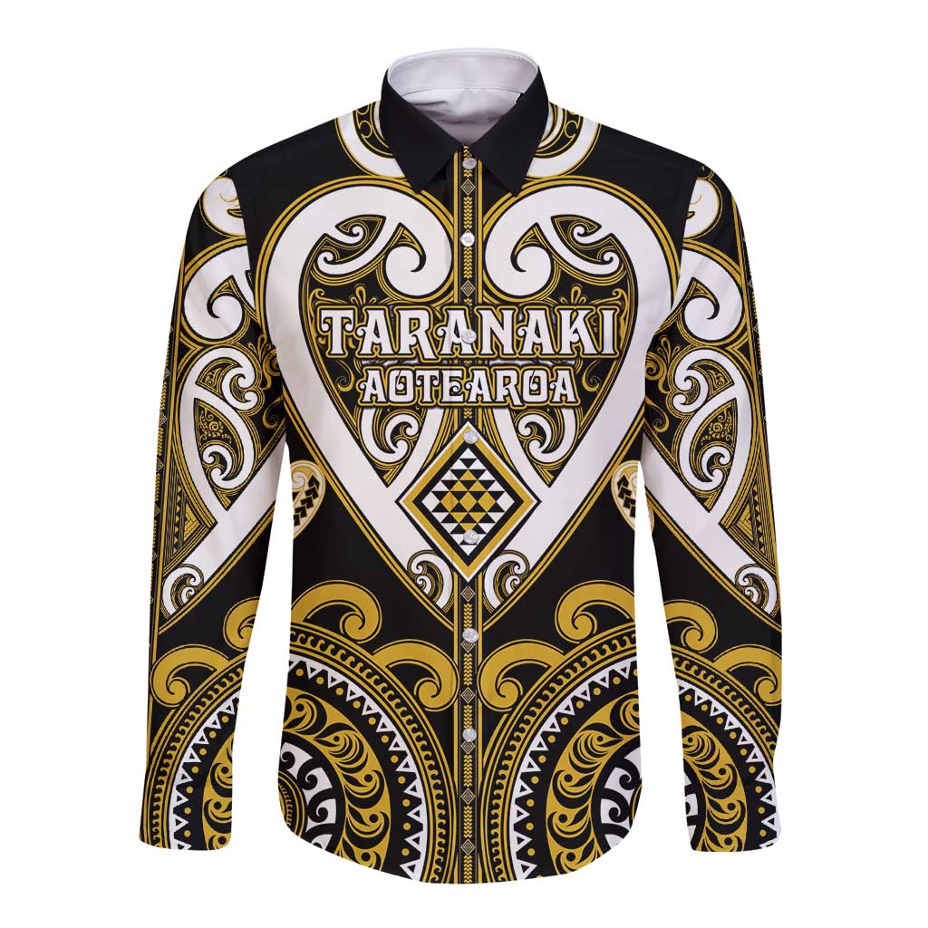Custom Aotearoa Taranaki Long Sleeve Button Shirt Maori Tribal Pattern