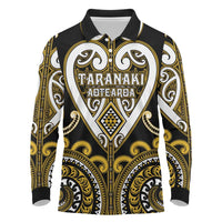 Custom Aotearoa Taranaki Long Sleeve Polo Shirt Maori Tribal Pattern
