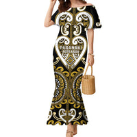 Custom Aotearoa Taranaki Mermaid Dress Maori Tribal Pattern