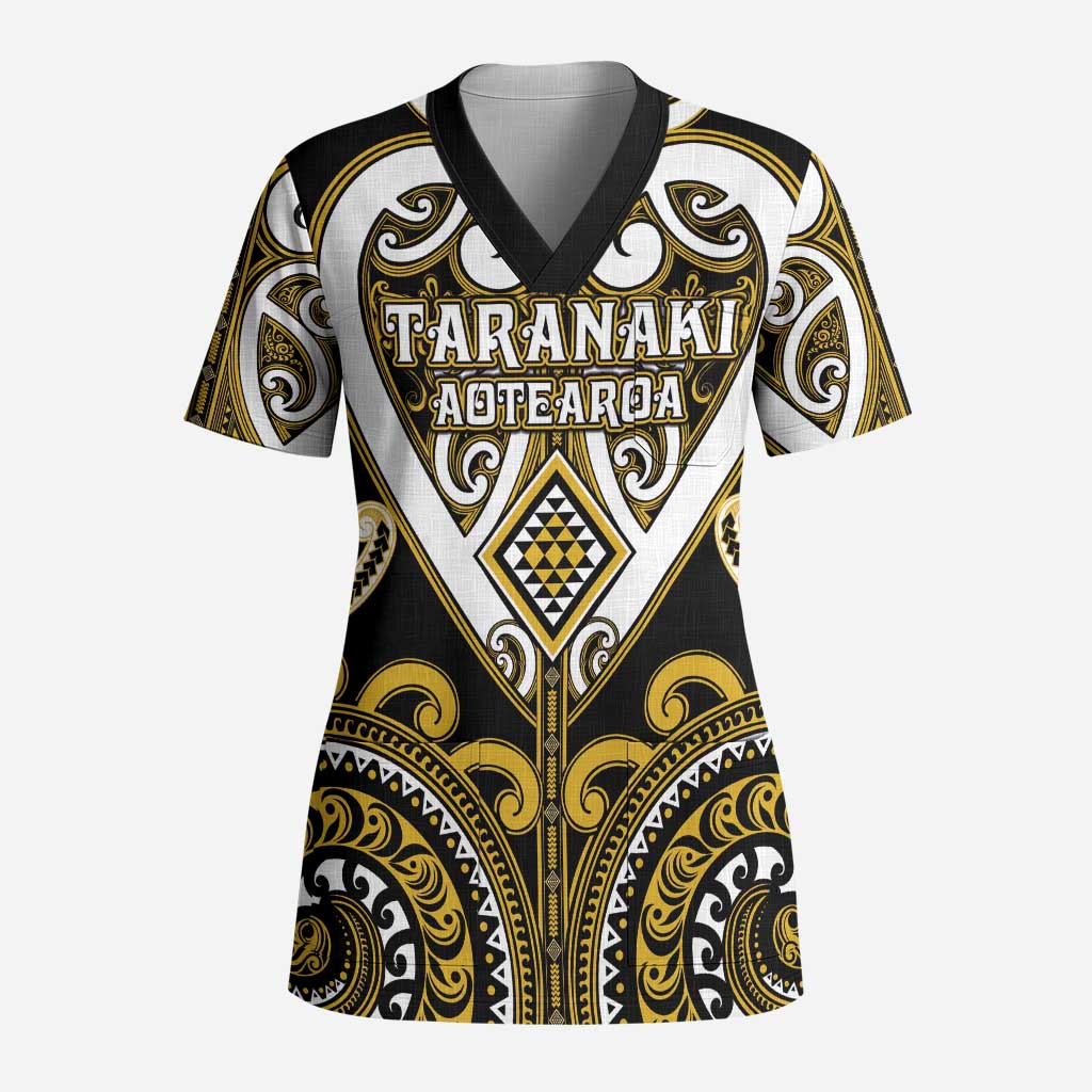 Custom Aotearoa Taranaki Scrub Top Maori Tribal Pattern - Polynesian Pride