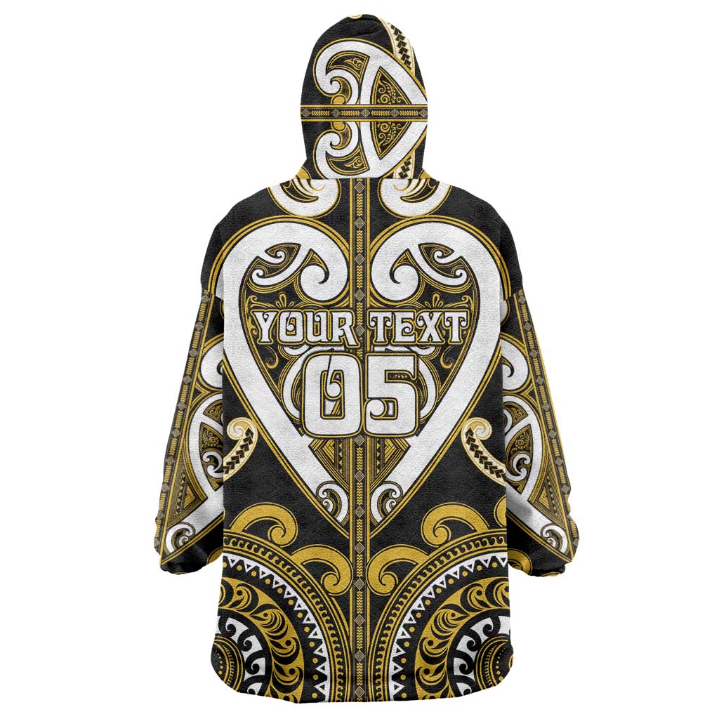 Custom Aotearoa Taranaki Wearable Blanket Hoodie Maori Tribal Pattern