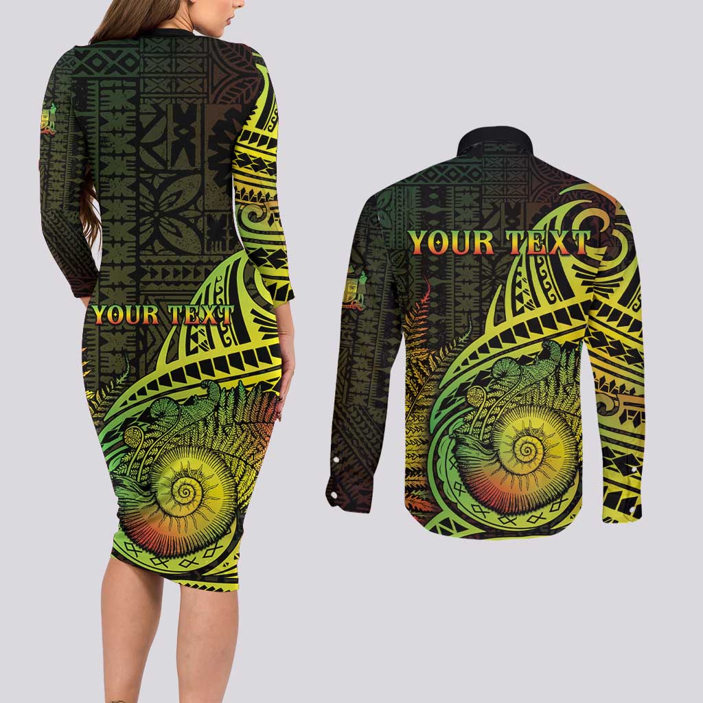 Personalised Fiji Lovoni Day Couples Matching Long Sleeve Bodycon Dress and Long Sleeve Button Shirt 154th Years