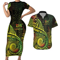 Personalised Fiji Lovoni Day Couples Matching Short Sleeve Bodycon Dress and Hawaiian Shirt 154th Years