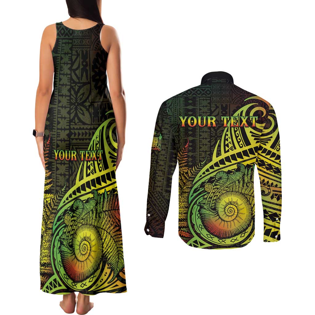 Personalised Fiji Lovoni Day Couples Matching Tank Maxi Dress and Long Sleeve Button Shirt 154th Years