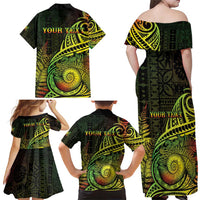 Personalised Fiji Lovoni Day Family Matching Off Shoulder Maxi Dress and Hawaiian Shirt 154th Years