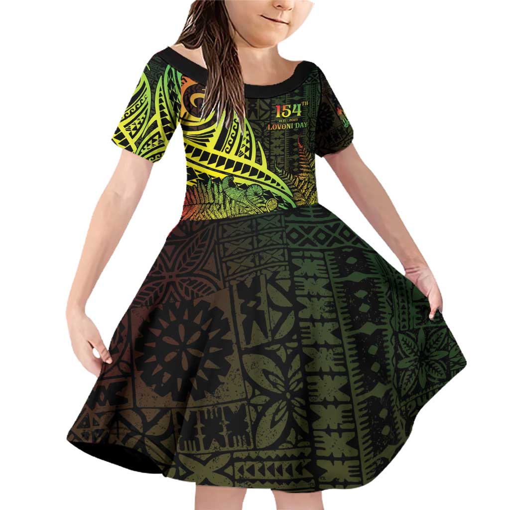 Personalised Fiji Lovoni Day Family Matching Off Shoulder Short Dress and Hawaiian Shirt 154th Years