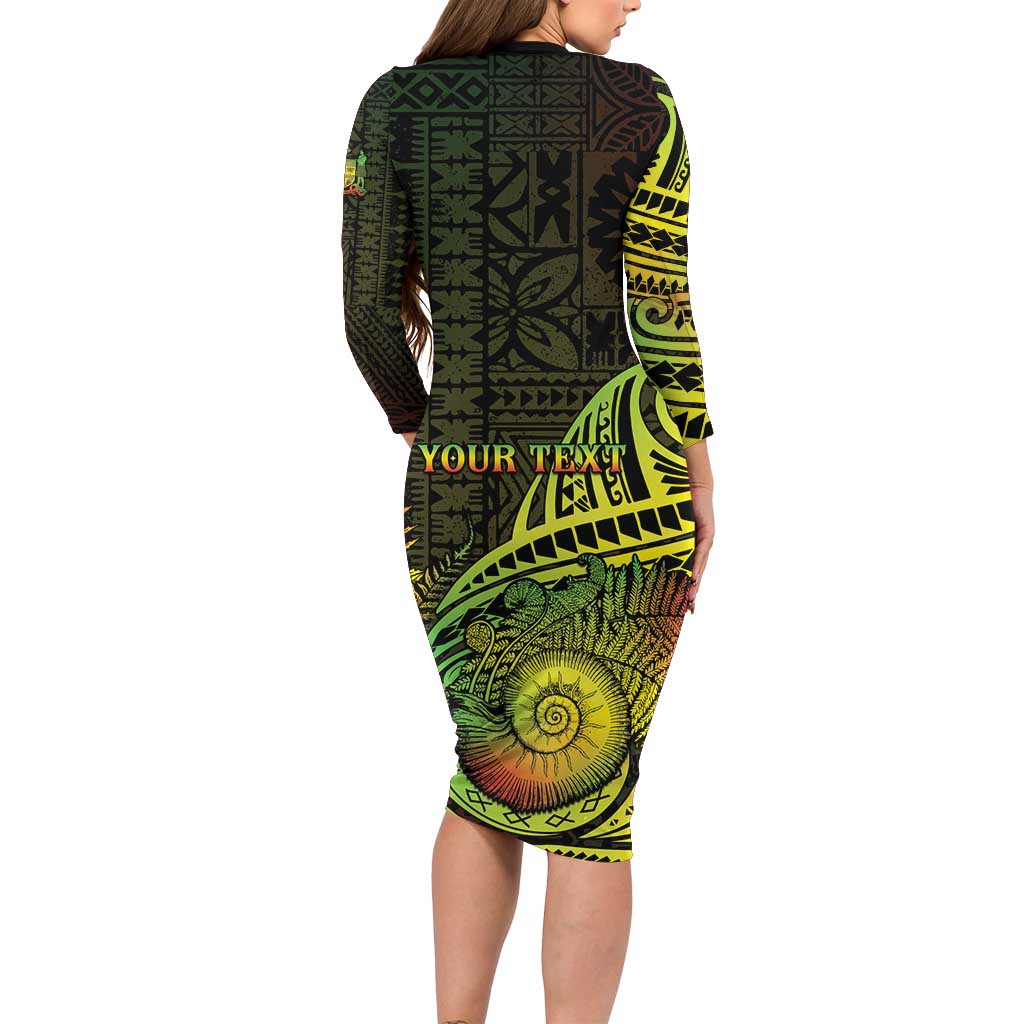 Personalised Fiji Lovoni Day Long Sleeve Bodycon Dress 154th Years