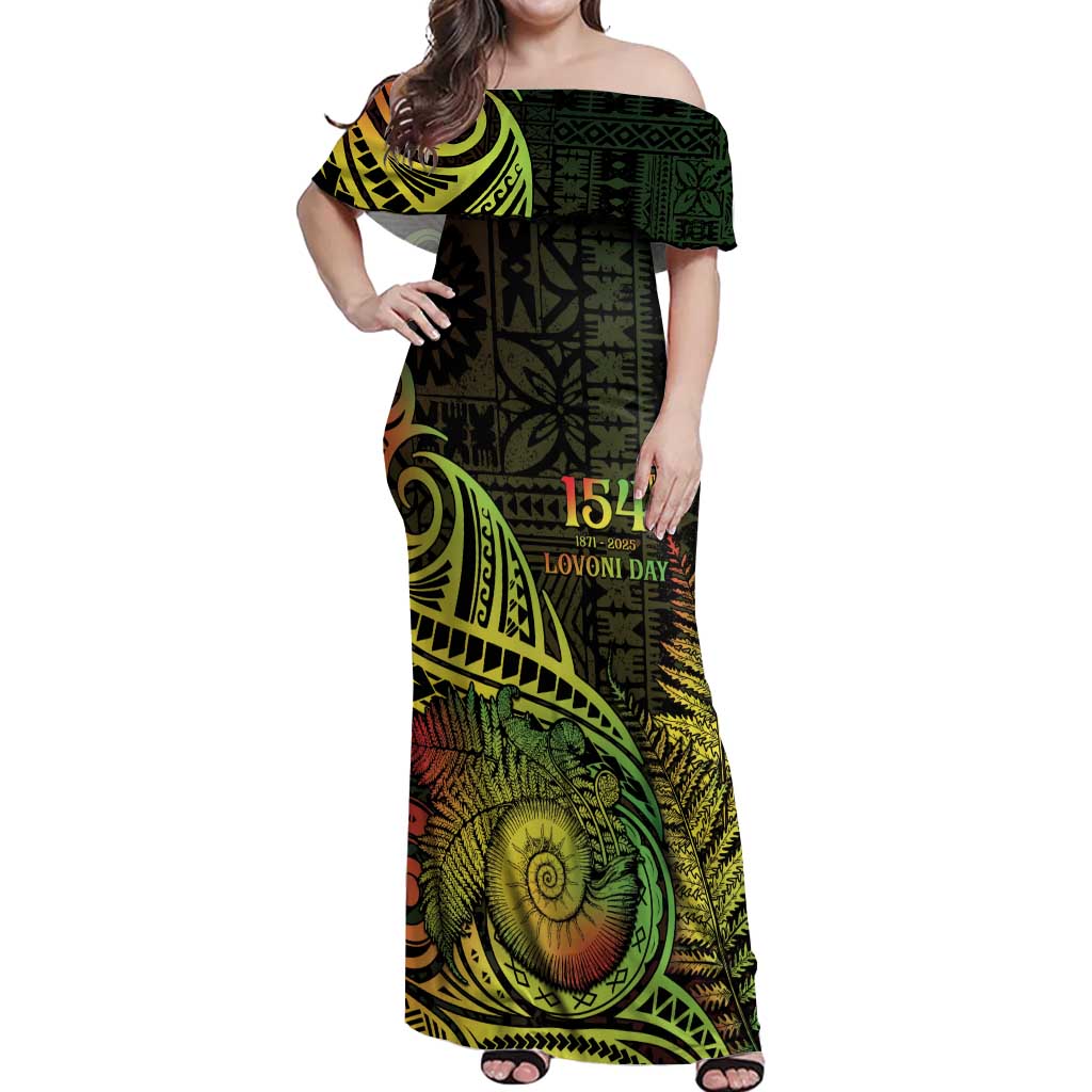 Personalised Fiji Lovoni Day Off Shoulder Maxi Dress 154th Years