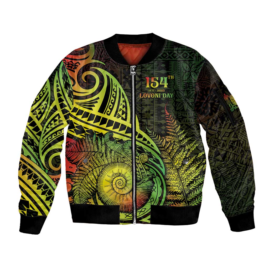 Personalised Fiji Lovoni Day Sleeve Zip Bomber Jacket 154th Years