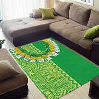 Fiji Lovoni Area Rug Fijian Tapa Salusalu Green Glitter