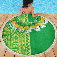 Fiji Lovoni Beach Blanket Fijian Tapa Salusalu Green Glitter