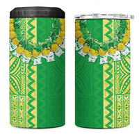 Fiji Lovoni 4 in 1 Can Cooler Tumbler Fijian Tapa Salusalu Green Glitter