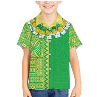 Fiji Lovoni Family Matching Mermaid Dress and Hawaiian Shirt Fijian Tapa Salusalu Green Glitter