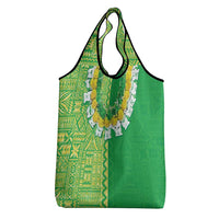 Fiji Lovoni Grocery Bag Fijian Tapa Salusalu Green Glitter