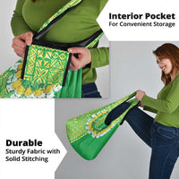 Fiji Lovoni Grocery Bag Fijian Tapa Salusalu Green Glitter