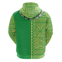 Fiji Lovoni Hoodie Fijian Tapa Salusalu Green Glitter