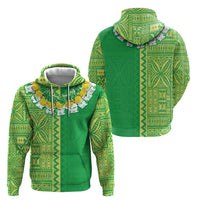 Fiji Lovoni Hoodie Fijian Tapa Salusalu Green Glitter