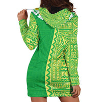 Fiji Lovoni Hoodie Dress Fijian Tapa Salusalu Green Glitter