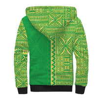 Fiji Lovoni Sherpa Hoodie Fijian Tapa Salusalu Green Glitter