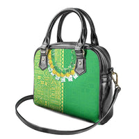 Fiji Lovoni Shoulder Handbag Fijian Tapa Salusalu Green Glitter