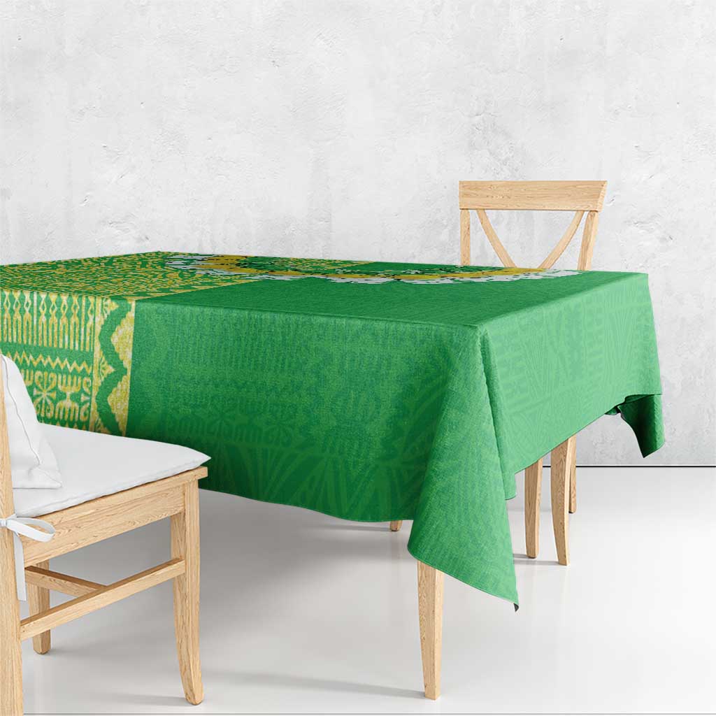 Fiji Lovoni Tablecloth Fijian Tapa Salusalu Green Glitter