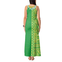 Fiji Lovoni Tank Maxi Dress Fijian Tapa Salusalu Green Glitter