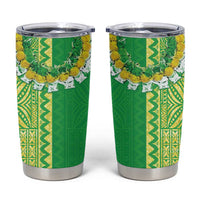 Fiji Lovoni Tumbler Cup Fijian Tapa Salusalu Green Glitter