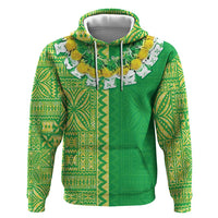 Fiji Lovoni Zip Hoodie Fijian Tapa Salusalu Green Glitter