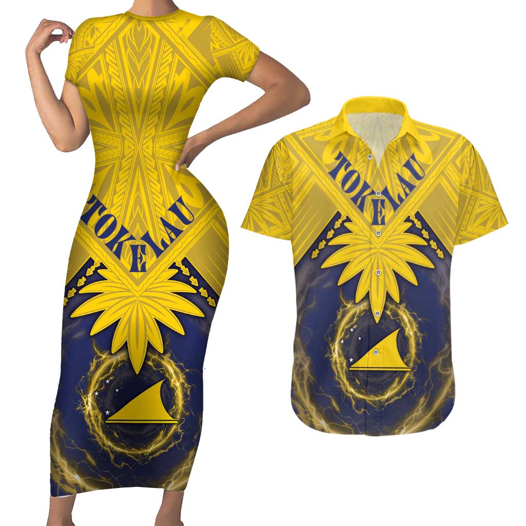 Tokelau Tokehega Day Couples Matching Short Sleeve Bodycon Dress and Hawaiian Shirt National Badge Special Style - Polynesian Pride