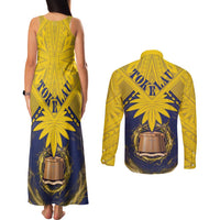 Tokelau Tokehega Day Couples Matching Tank Maxi Dress and Long Sleeve Button Shirt National Badge Special Style - Polynesian Pride