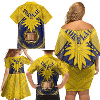 Tokelau Tokehega Day Family Matching Off Shoulder Short Dress and Hawaiian Shirt National Badge Special Style - Polynesian Pride