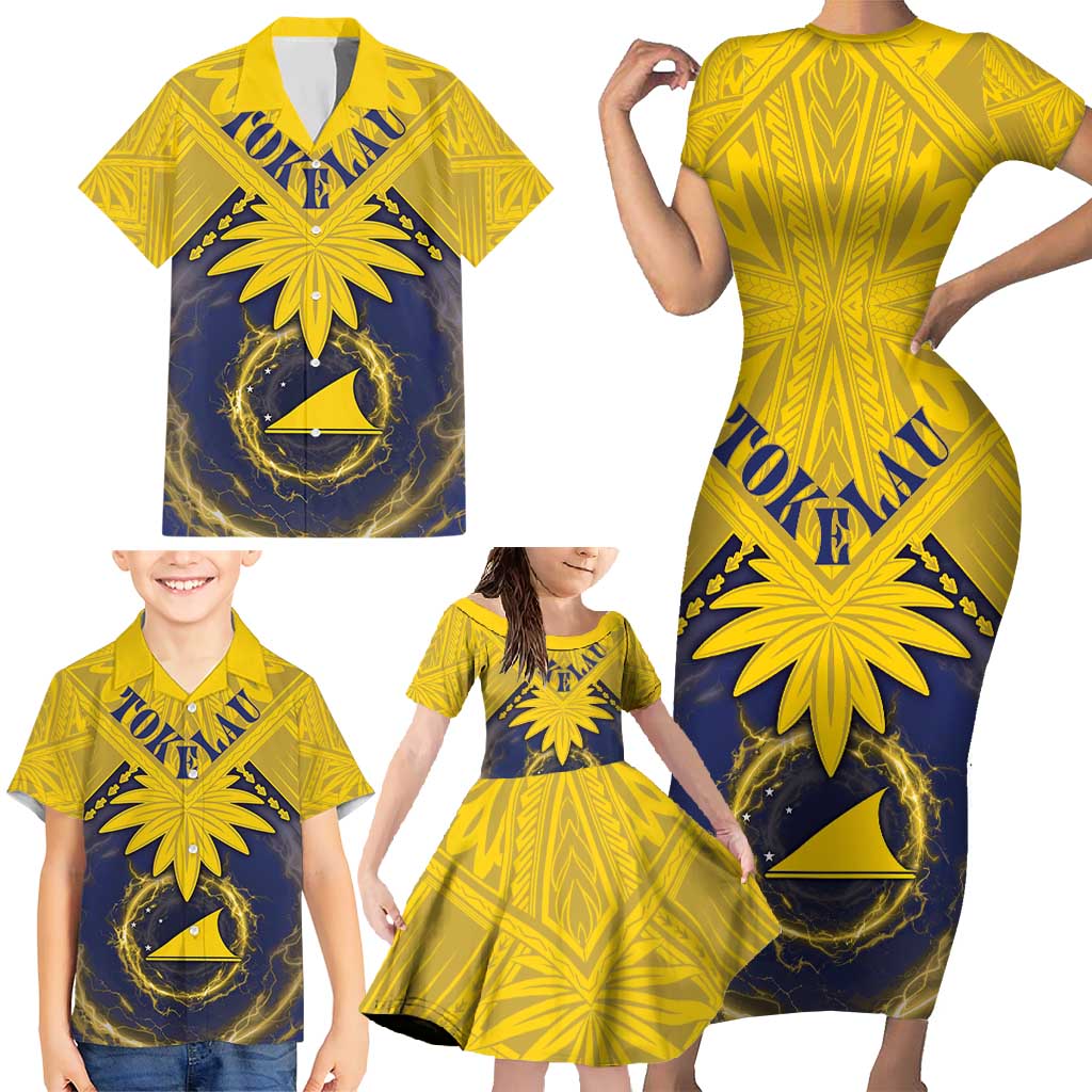 Tokelau Tokehega Day Family Matching Short Sleeve Bodycon Dress and Hawaiian Shirt National Badge Special Style - Polynesian Pride