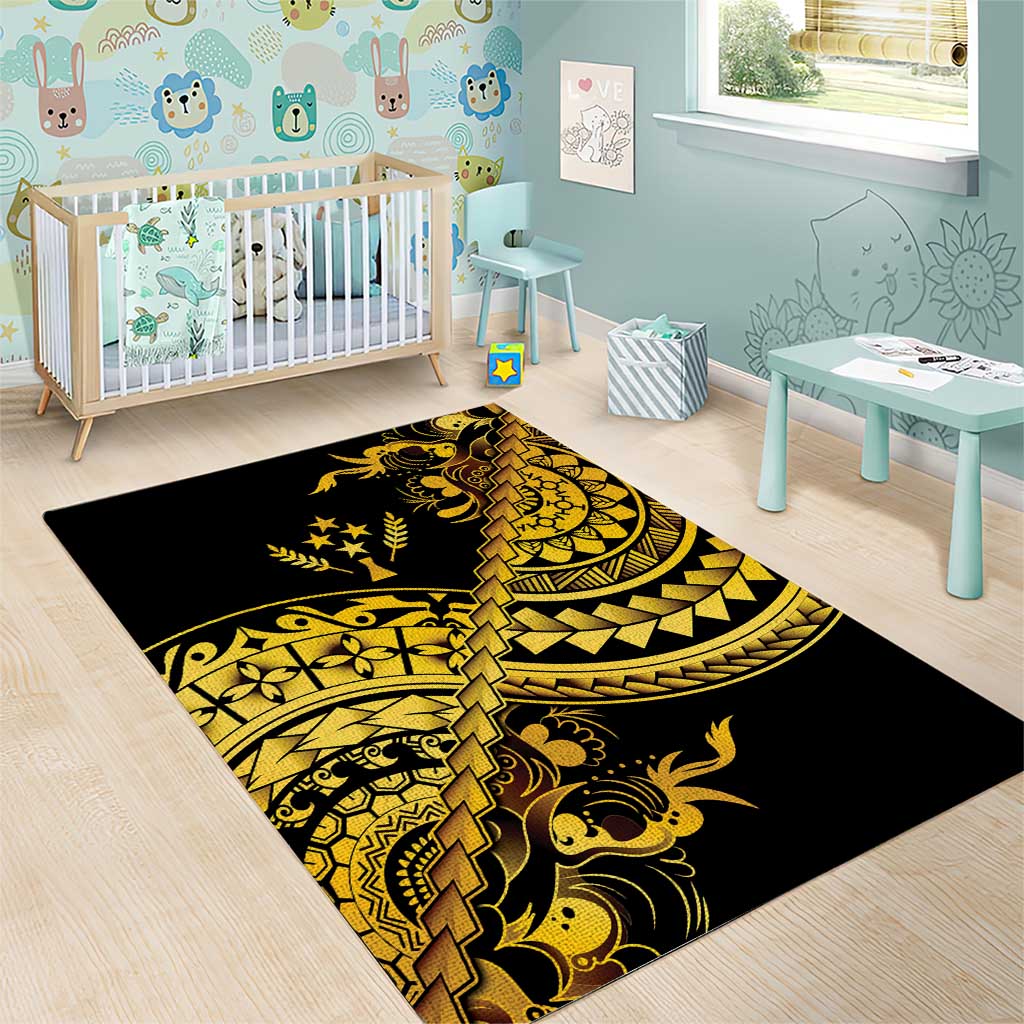 Kosrae Liberation Day Area Rug Polynesian Floral Tattoo - Polynesian Pride