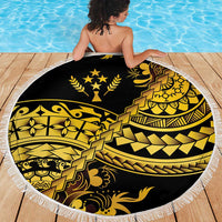 Kosrae Liberation Day Beach Blanket Polynesian Floral Tattoo - Polynesian Pride